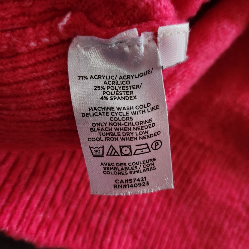 LOFT Crew Neck Puff Shoulder Sweater- Hot Pink- Size Medium - Picture 3 of 6